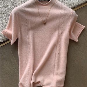 100% Cashmere mock neck short-sleeve sweat…